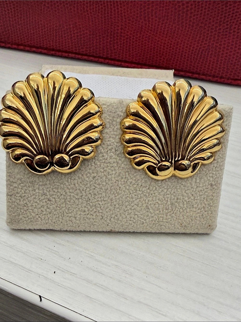 Gold-Tone Shell Clip-On Earrings